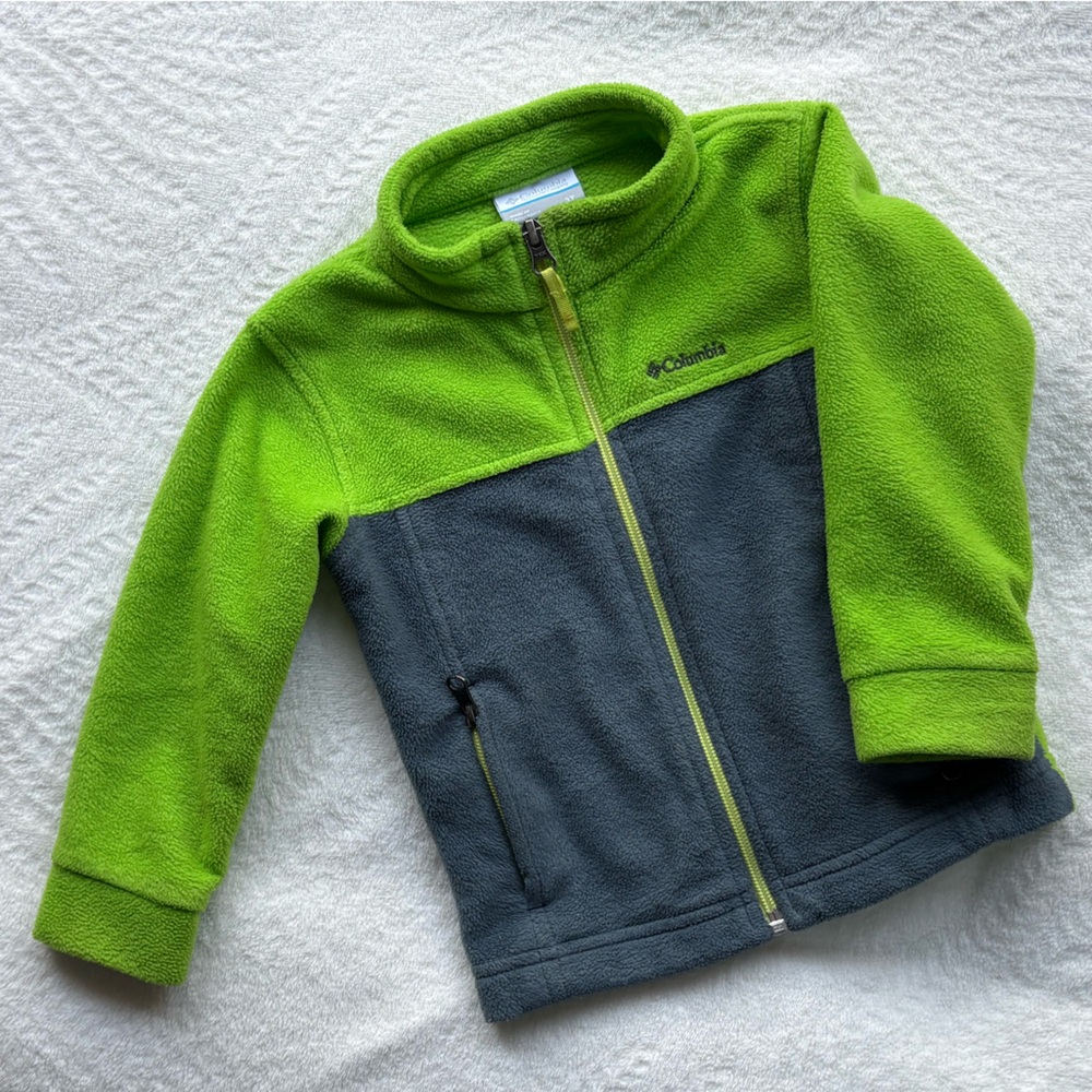 Columbia Lime Green and Charcoal Fleece Jacket 3T